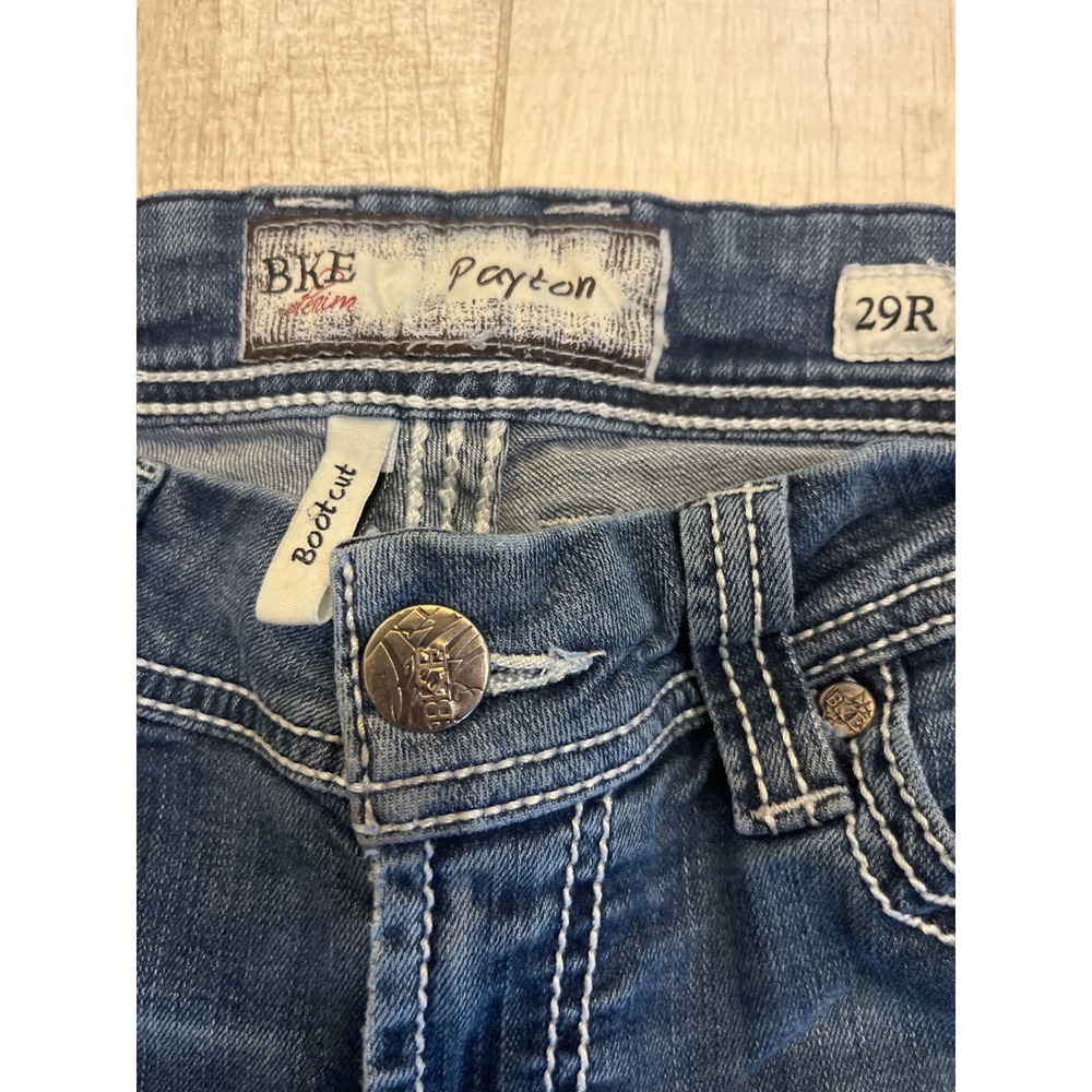 BKE Payton Women 29R Bootcut Jeans Medium‎ Wash Contrast Stitch Denim Low Rise